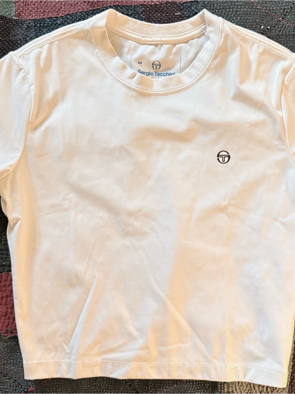 Sergio Tacchini White Crewneck Tee with Black Logo